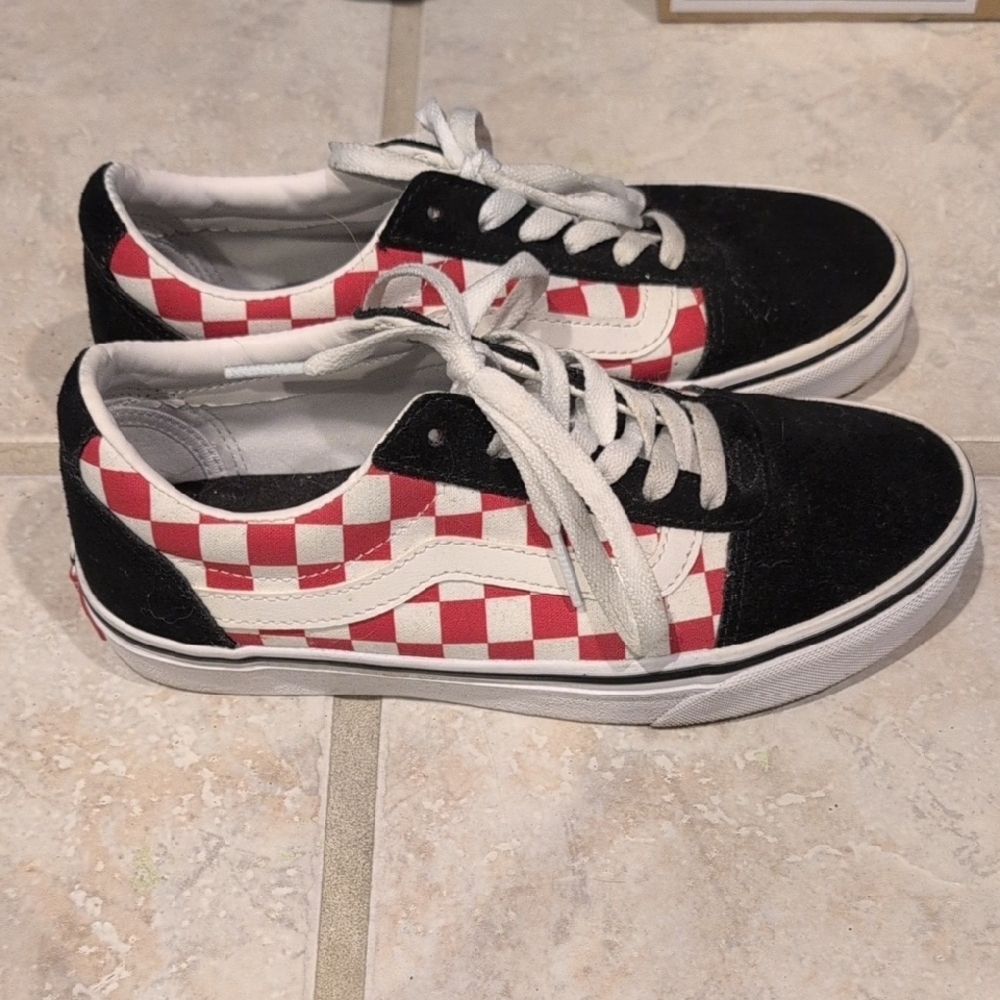 Vans Red and White Checkerboard Sneakers